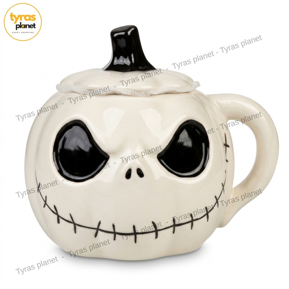 Nightmare Before Christmas Jack Skellington Pumpkin King Mug w Topper Halloween
